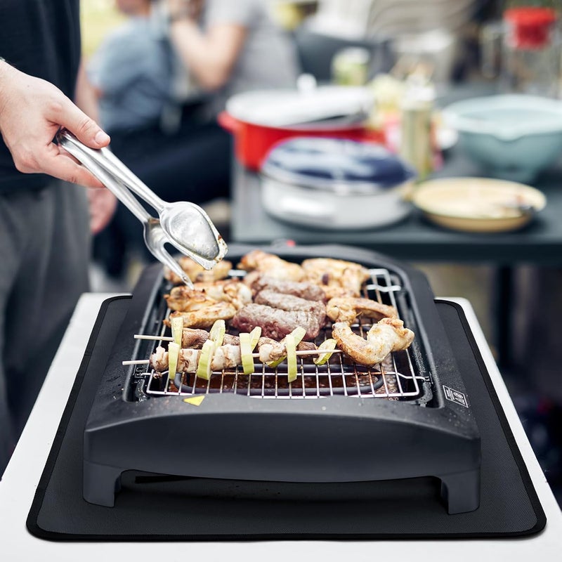 FLASLD Fireproof & Waterproof Under Blackstone Griddle BBQ Mat, Protect Your Prep Table and Outdoor Grill Table - Heat Resistant Grill Table Mat (Black,16 x 24in) - Image 2